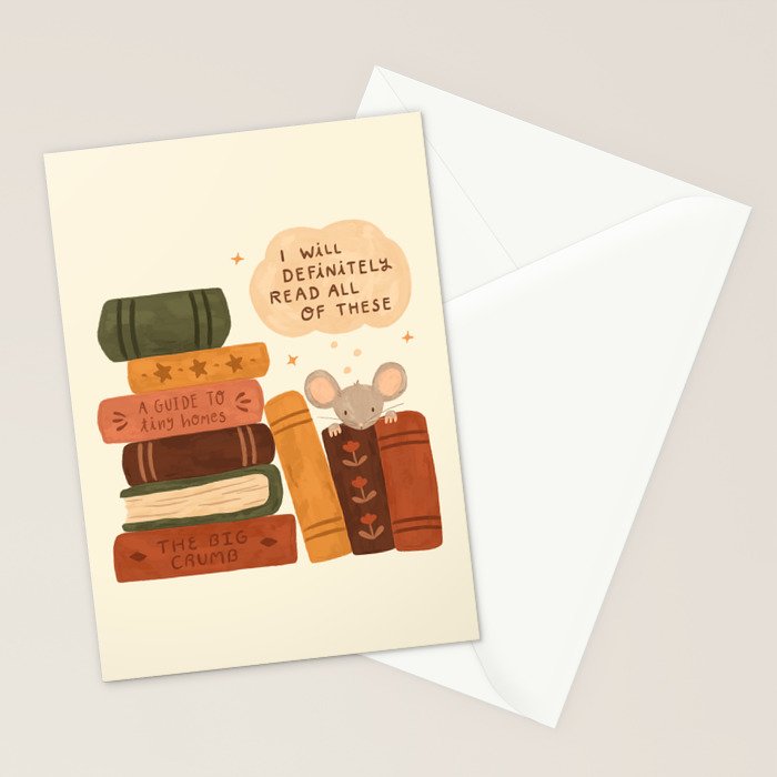 Mouse's Book Pile Stationery Card Gallery Image 2