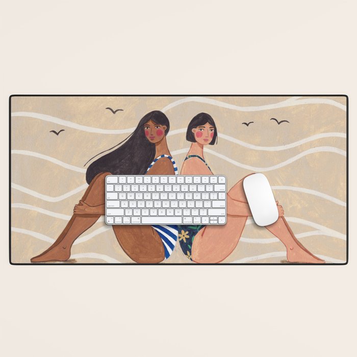 Women by the Sea Modern Beach Illustration Desk Mat Gallery Image 1