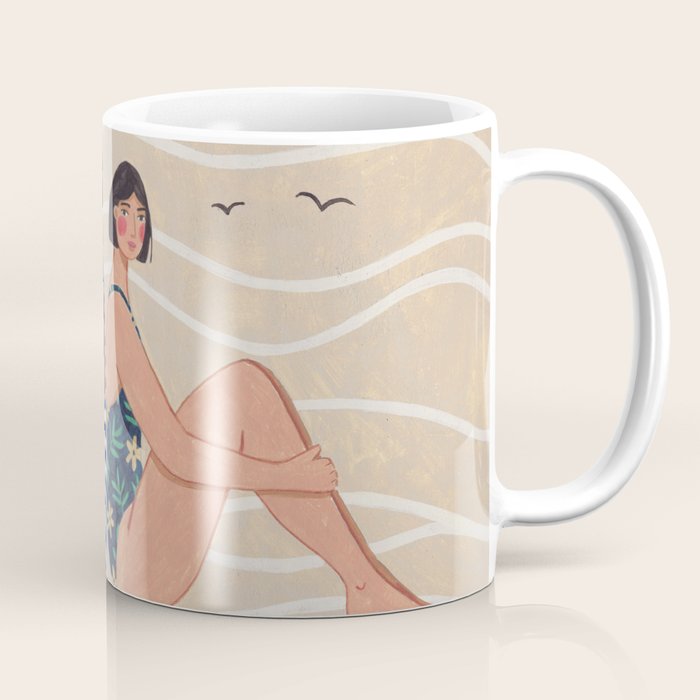 Women by the Sea Modern Beach Illustration Coffee Mug Gallery Image 1