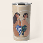 Women by the Sea Modern Beach Illustration Travel Mug Gallery Image 1