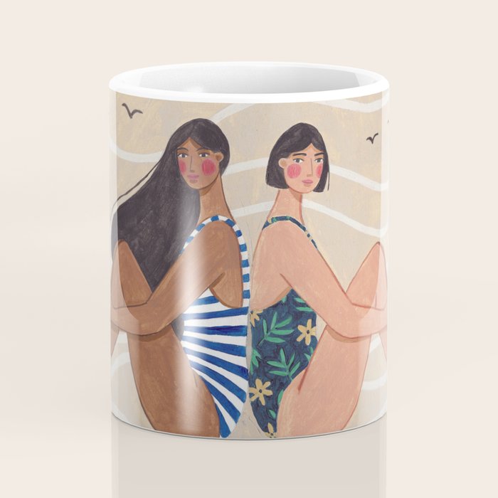 Women by the Sea Modern Beach Illustration Coffee Mug Gallery Image 4