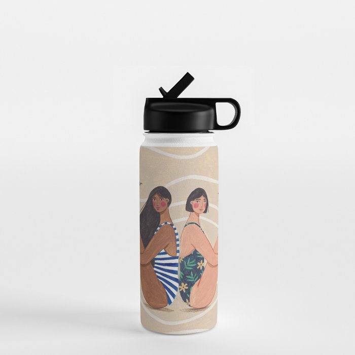 Women by the Sea Modern Beach Illustration Water Bottle Gallery Image 1