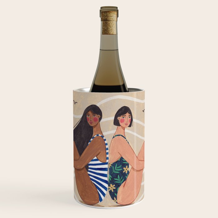 Women by the Sea Modern Beach Illustration Wine Chiller Gallery Image 1