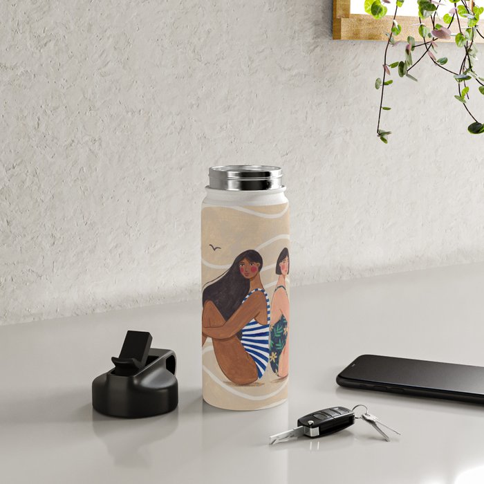 Women by the Sea Modern Beach Illustration Water Bottle Gallery Image 4