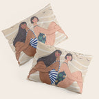 Women by the Sea Modern Beach Illustration Pillow Sham Gallery Image 3
