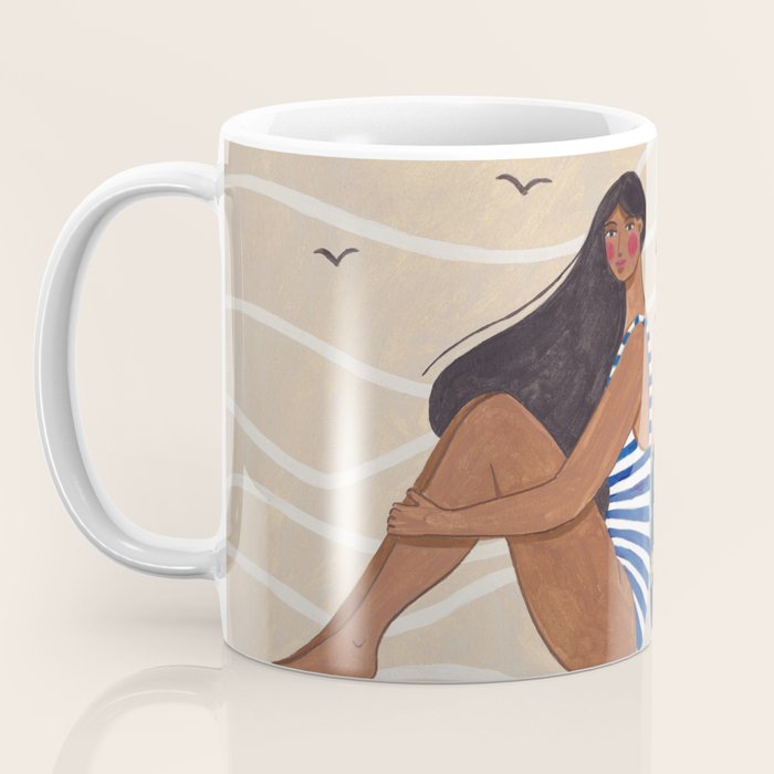 Women by the Sea Modern Beach Illustration Coffee Mug Gallery Image 3