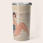 Women by the Sea Modern Beach Illustration Travel Mug Gallery Image 2