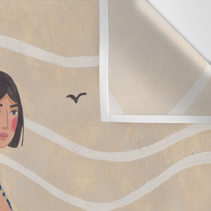 Women by the Sea Modern Beach Illustration Wall Tapestry Gallery Image 3