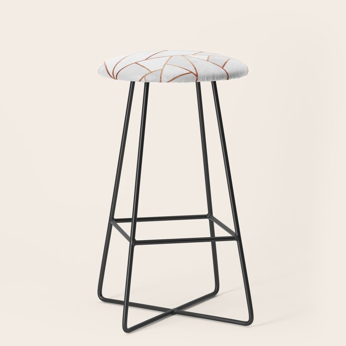 White Stone & Copper Lines Stool Gallery Image 1