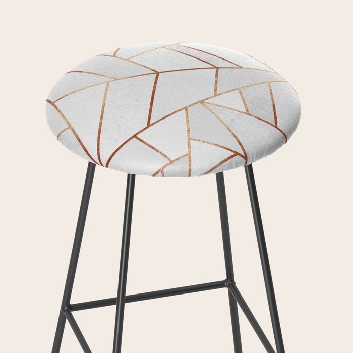 White Stone & Copper Lines Stool Gallery Image 2