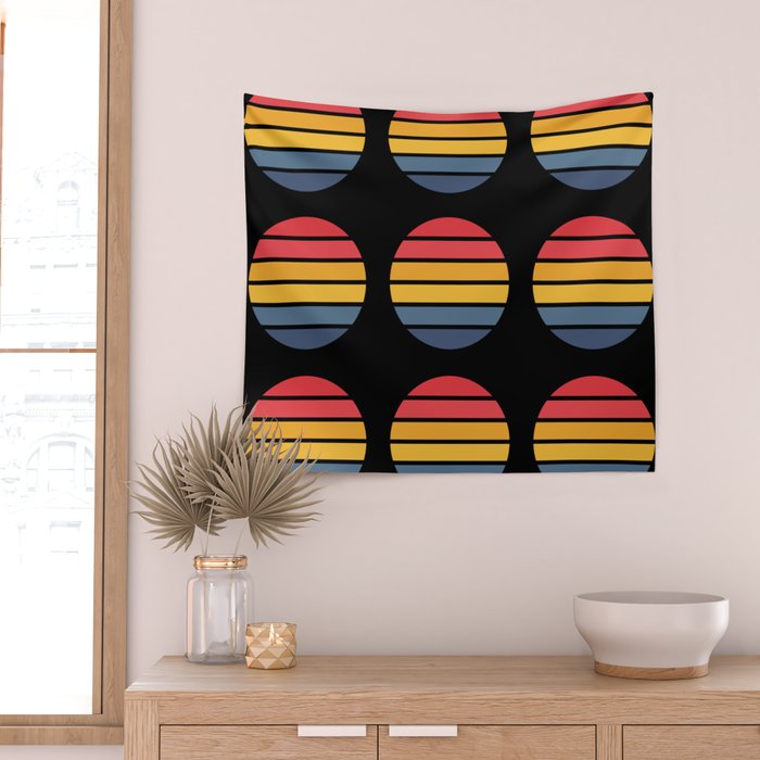 Retro Stripes Circle - Enko Wall Tapestry Gallery Image 2