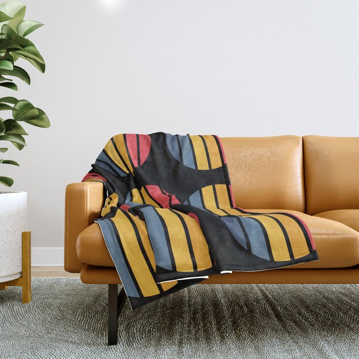 Retro Stripes Circle - Enko Throw Blanket Gallery Image 1