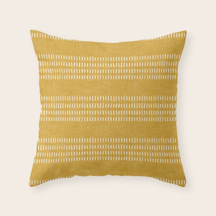 farmhouse stitch - gold Throw Pillow Gallery Image 1