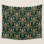 Deco Tulip Bloom - Art Deco Floral Nouveau Deep Forest Wall Tapestry Gallery Image 4
