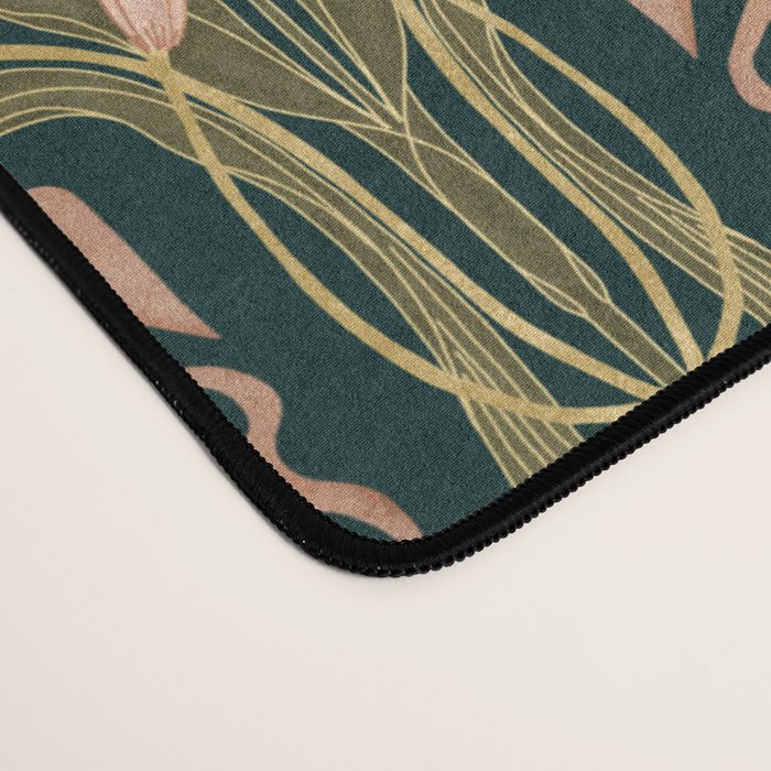 Deco Tulip Bloom - Art Deco Floral Nouveau Deep Forest Desk Mat Gallery Image 4
