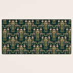 Deco Tulip Bloom - Art Deco Floral Nouveau Deep Forest Desk Mat Gallery Image 3