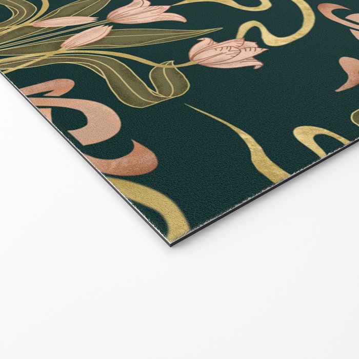 Deco Tulip Bloom - Art Deco Floral Nouveau Deep Forest Welcome Mat Gallery Image 2