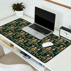 Deco Tulip Bloom - Art Deco Floral Nouveau Deep Forest Desk Mat Gallery Image 2