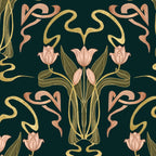 Deco Tulip Bloom - Art Deco Floral Nouveau Deep Forest Coffee Mug Gallery Image 2