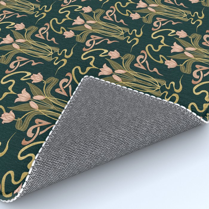 Deco Tulip Bloom - Art Deco Floral Nouveau Deep Forest Rug Gallery Image 4