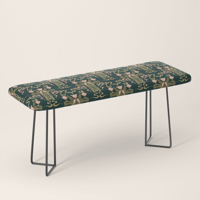 Deco Tulip Bloom - Art Deco Floral Nouveau Deep Forest Bench Gallery Image 1