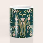 Deco Tulip Bloom - Art Deco Floral Nouveau Deep Forest Coffee Mug Gallery Image 4