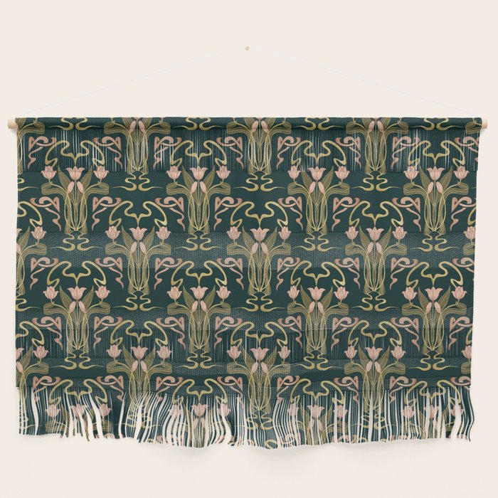 Deco Tulip Bloom - Art Deco Floral Nouveau Deep Forest Wall Hanging Gallery Image 1