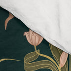 Deco Tulip Bloom - Art Deco Floral Nouveau Deep Forest Comforter Gallery Image 4