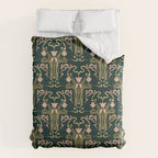 Deco Tulip Bloom - Art Deco Floral Nouveau Deep Forest Duvet Cover Gallery Image 6