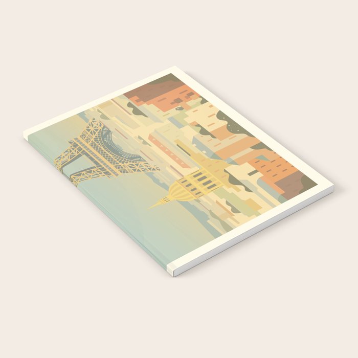 Paris France Eiffel Tower Vintage Travel Poster Commercial Air Travel Notebook Gallery Image 2