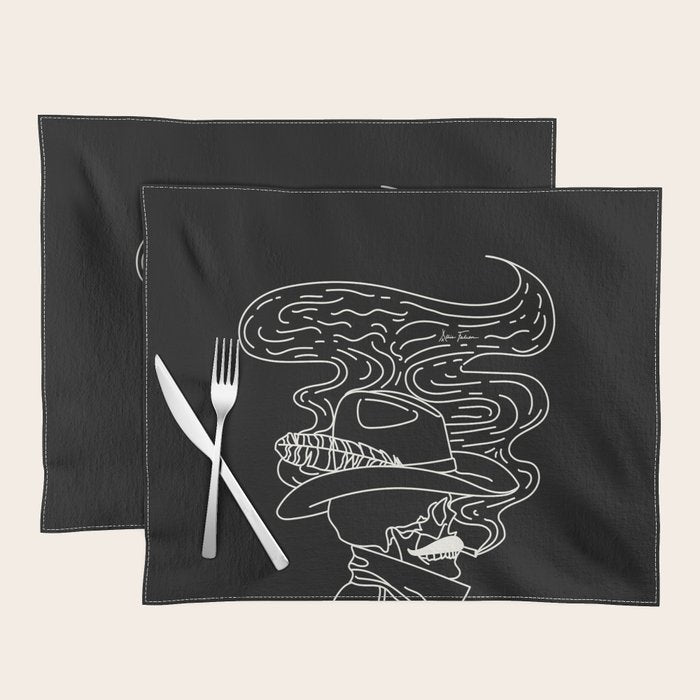 Love or Die Tryin' Cowhand - Black & White Placemat Gallery Image 1