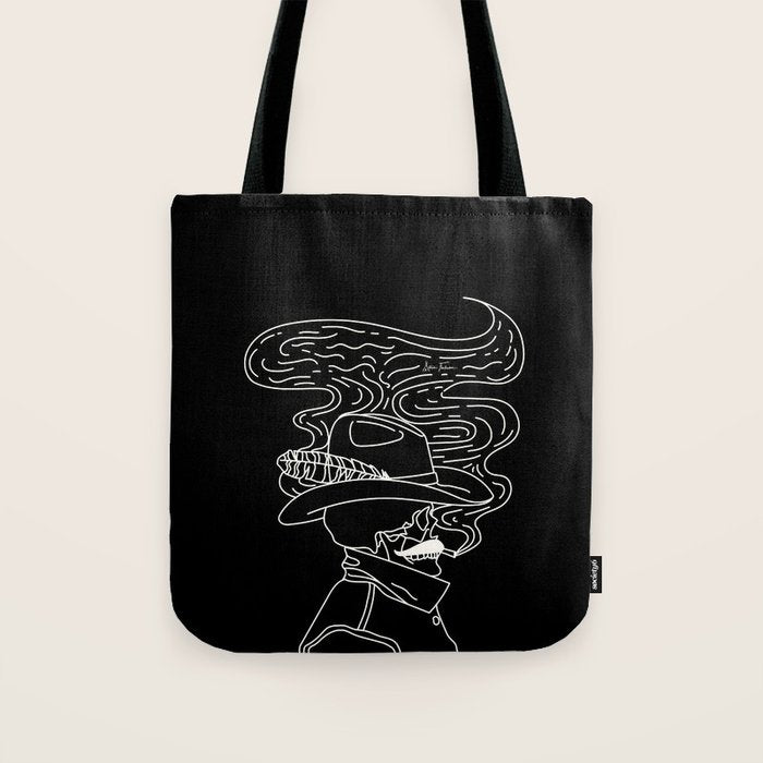 Love or Die Tryin' Cowhand - Black & White Tote Bag Gallery Image 1