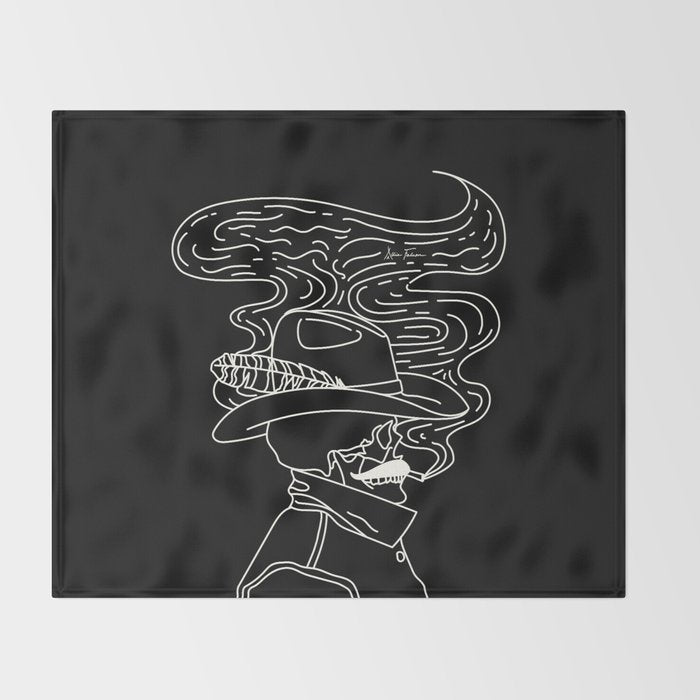 Love or Die Tryin' Cowhand - Black & White Throw Blanket Gallery Image 2