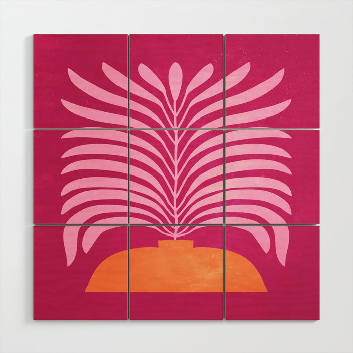 THE VASE 02: Bordeaux Wine Leaves Wood Wall Art Gallery Image 1