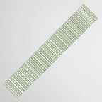 Bamako Textured Stripes and Dots Vertical Pattern in Light Sage Green and White Table Runner Gallery Image 3
