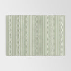Bamako Textured Stripes and Dots Vertical Pattern in Light Sage Green and White Rug Gallery Image 2