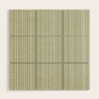 Bamako Textured Stripes and Dots Vertical Pattern in Light Sage Green and White Wood Wall Art Gallery Image 1