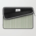 Bamako Textured Stripes and Dots Vertical Pattern in Light Sage Green and White Laptop Sleeve Gallery Image 2