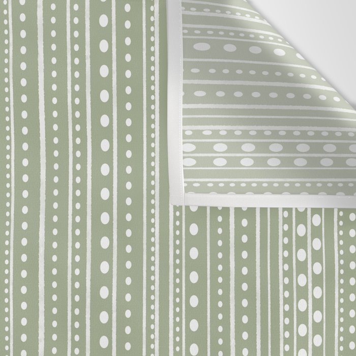 Bamako Textured Stripes and Dots Vertical Pattern in Light Sage Green and White Wall Tapestry Gallery Image 3