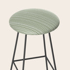 Bamako Textured Stripes and Dots Vertical Pattern in Light Sage Green and White Stool Gallery Image 2