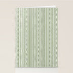 Bamako Textured Stripes and Dots Vertical Pattern in Light Sage Green and White Stationery Card Gallery Image 2