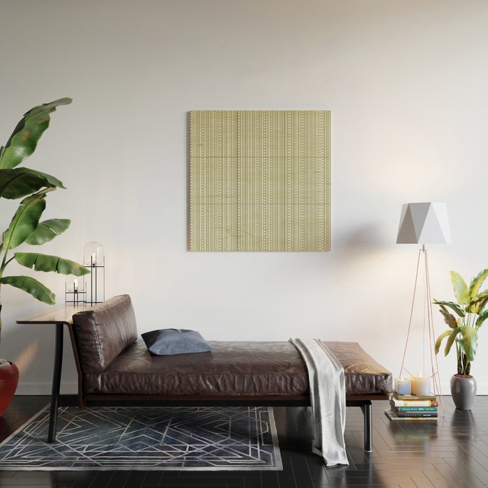 Bamako Textured Stripes and Dots Vertical Pattern in Light Sage Green and White Wood Wall Art Gallery Image 2