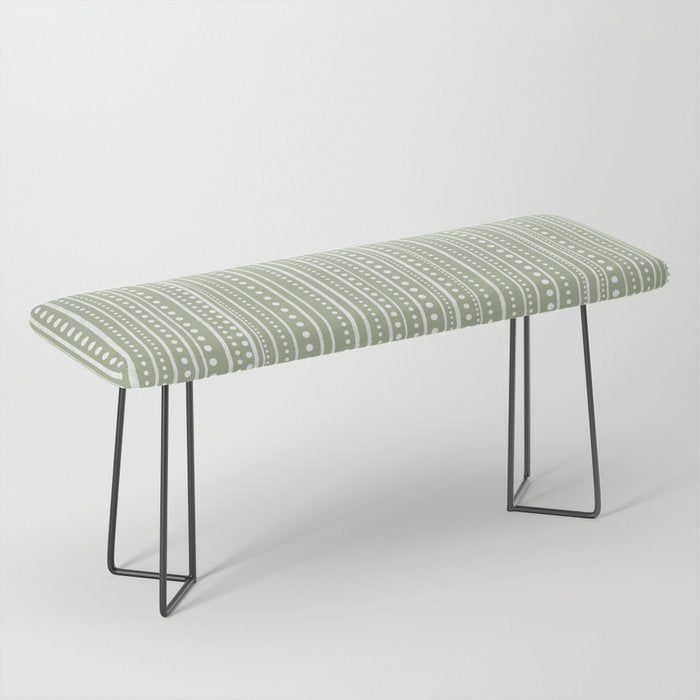 Bamako Textured Stripes and Dots Vertical Pattern in Light Sage Green and White Bench Gallery Image 1