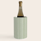 Bamako Textured Stripes and Dots Vertical Pattern in Light Sage Green and White Wine Chiller Gallery Image 2