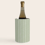 Bamako Textured Stripes and Dots Vertical Pattern in Light Sage Green and White Wine Chiller Gallery Image 1