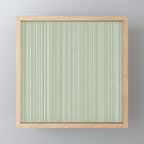 Bamako Textured Stripes and Dots Vertical Pattern in Light Sage Green and White Mini Art Print Gallery Image 1