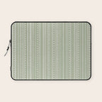 Bamako Textured Stripes and Dots Vertical Pattern in Light Sage Green and White Laptop Sleeve Gallery Image 1