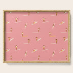Surf girls in pink Serving Tray Gallery Image 1