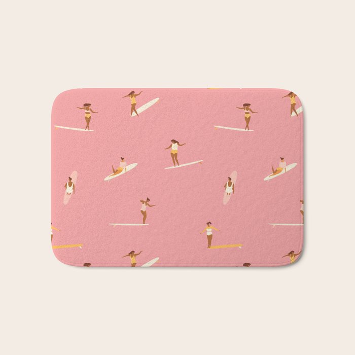 Surf girls in pink Bath Mat Gallery Image 1