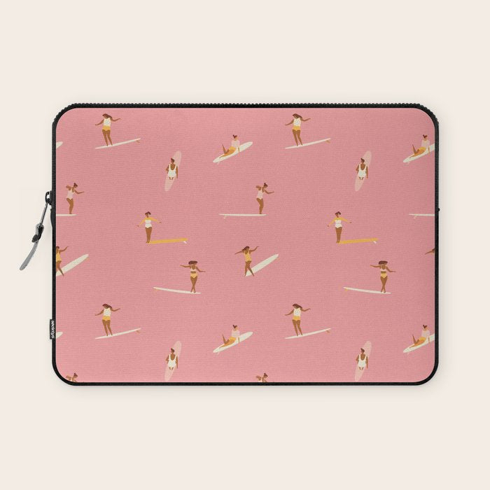 Surf girls in pink Laptop Sleeve Gallery Image 1